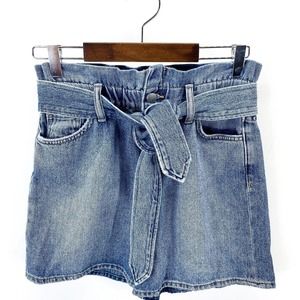 Joes Womens Brinkley Belted Denim Blue Tie High Rise Paperbag Shorts Size 25